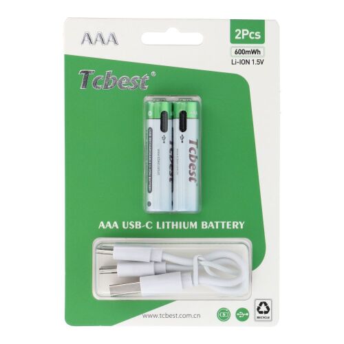Baterie reîncărcabilă TCBEST R3 (AAA) 180 mAh cu priză tip C + USB A - 2 x cablu tip C 2 buc 135858245