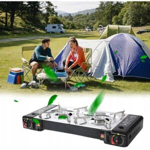 Преносим газов котлон с два горелки за къмпинг, пикник и готвене на открито - Газова горелка