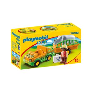 Playmobil 1.2.3 - Állatkerti autó orrszarvúval játékszett (70182) 129234196 - Playmobil 1-2-3
