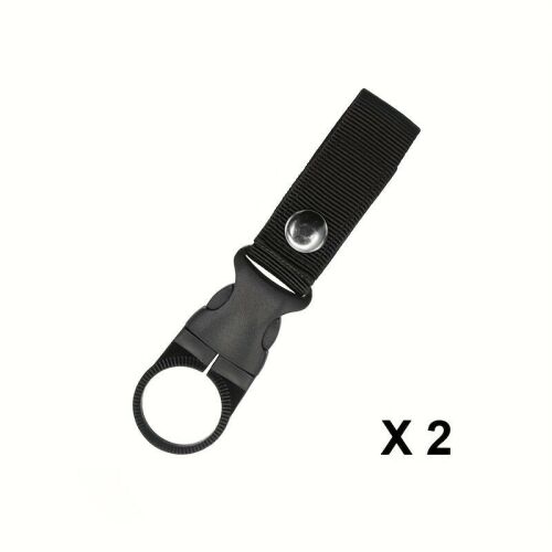Vízpalack tartó klipp, fekete, 2 darabos szett, túrázáshoz, kempingezéshez, szabadtéri, taktikai, katonai - Karabíner