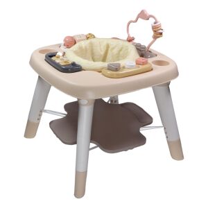 Tryco 3 az 1-ben Activity asztal Zebra mintával, az asztalt mutatja a székkel és a labdagyűjtővel. - Tryco