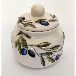 Violin olajbogyós méztartó, kicsi, fa csurgatóval, kerámia, kézzel festett 0,5l 129249486 - Vanilia Kerámia