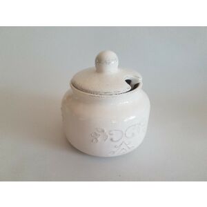 Romantikus csipkés méztartó csurgatóval kicsi, natur, kerámia, kézzel festett 0,5 l, dia11,5x12cm 129249765 - Vanilia Kerámia