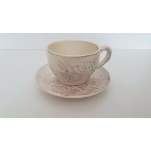 Domború mintás capuccinocsésze, virágos natúr, kerámia kézzel festett