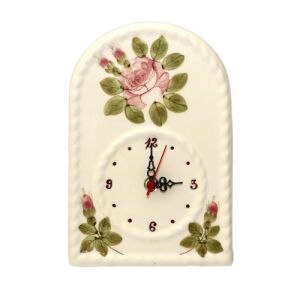 Kézzel festett kerámia falióra rózsás mintával - Vanilia Kerámia