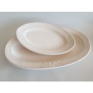 Romantikus csipkés ováltál kicsi,31x21x3,5 cm ,natur,kerámia,kézzel festett