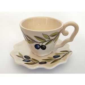 Violin olajbogyós capuccino alj, dia15cm, kerámia, kézzel festett 129249947 - Vanilia Kerámia