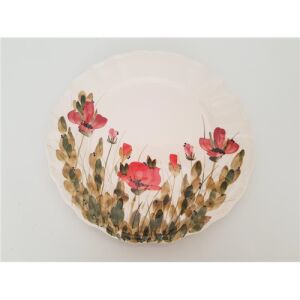 Tele virágos lapostányér,pipacs,kerámia,kézzel festett-dia.28,5x1,8cm