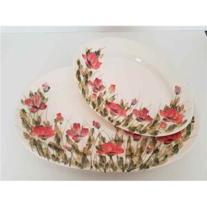 Tele virágos ovál tál,nagy,pipacs,kerámia kézzel festett-43x27,5x4cm 129249959 - Vanilia Kerámia