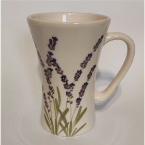 Violin levendulás hosszú bögre, kerámia, kézzel festett 5dl