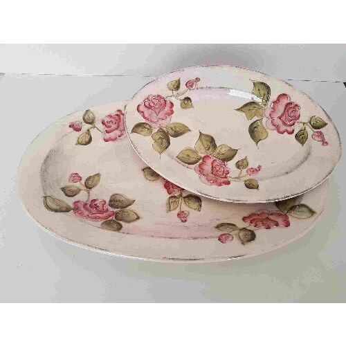 Domború mintás ováltál nagy,virágos bordó,kerámia,kézzel festett- 129250017