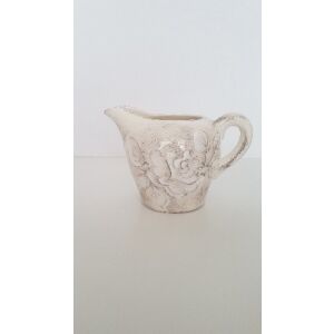 Domború mintás tejkiöntő, virágos natúr, kerámia, kézzel festett 4dl