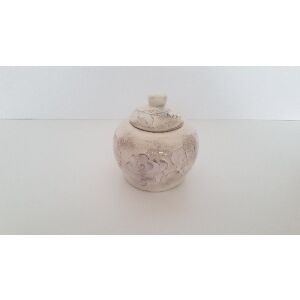 Domború mintás cukortartó, virágos natúr, kerámia, kézzel festett 3dl 129250021 - Vanilia Kerámia