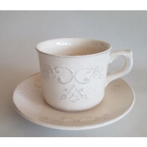 Romantikus csipkés óriás bögre alj, dia20cm, natur, kerámia, kézzel festett 129250036 - Vanilia Kerámia