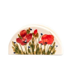 Tele virágos szalvétatartó, pipacs, kerámia, kézzel festett 16,5x4x9cm 129250043 - Vanilia Kerámia