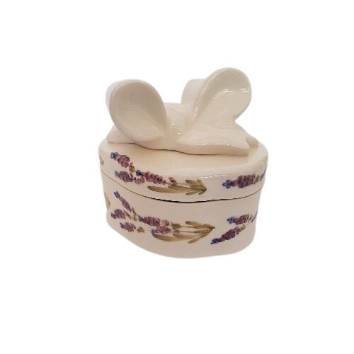 Violin levendulás ováldoboz,kerámia,kézzel festett-15,5x11,5x15cm