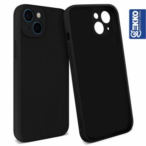 Gekko Mobile tok iPhone 13 Mini készülékhez, TPU gél, matt szilikon, hátlap, ultravékony, kivágásokkal a kamerák számára, fekete