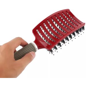 Hajkefe természetes vad sörtékkel és vörös nylon hegyekkel