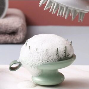 Zöld szilikon masszázskefe a fejbőr lemosásához