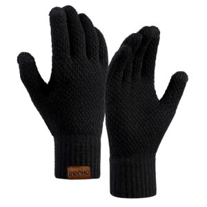 Férfi téli meleg tapintású kesztyű kötött mintával, fekete, akril fonal, egy méret mindenkinek 129252293 - Férfi kesztyű