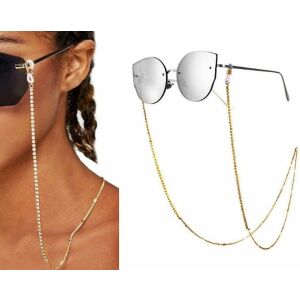 Arany lánc cirkonokkal díszített poharakhoz, 75 cm, fém