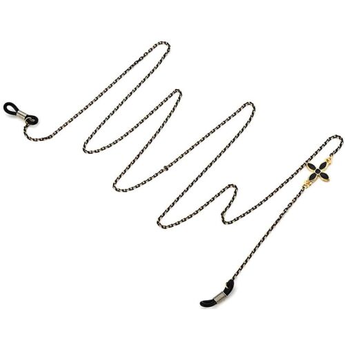 Szemüveglánc fekete virággyöngyökkel, fém anyagból 129252904