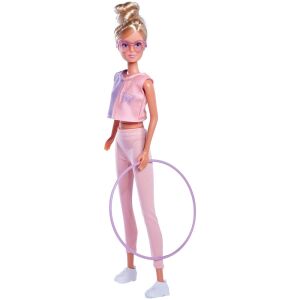 Steffi Love Puppe mit Hula-Hoop, rosa Leggings, einem Crop-Top mit Schmetterlingsmuster und rosa Brille - Simba Toys Baba
