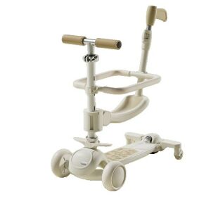 7 az 1-ben babakocsi típusú roller gyerekeknek, KeepHome, összecsukható, állítható kormány, leszerelhető alkatrészek, LED lámpák, zene, lábtartó, fehér