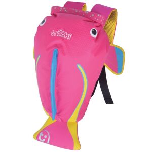 Trunki PaddlePak Rucksack in Koralle, ein rosa wasserdichter Rucksack für Kinder mit Fischdesign - Trunki
