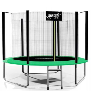 Záhradn trampolín GardenLine so sieou a rebríkom - Zelená - 244 cm