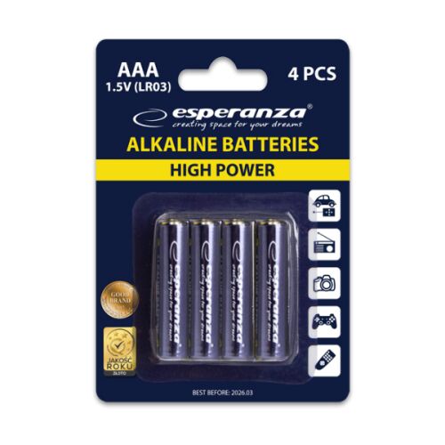 Elemkészlet (4 db) - Esperanza EZB102 - 1,5V; AAA (LR03)
