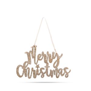 Vianoná dekorácia - nápis Merry Christmas - 20 x 12 cm - zlatá 129265238