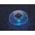 Bestway Solar Floating Pool Light glowing blue on dark surface