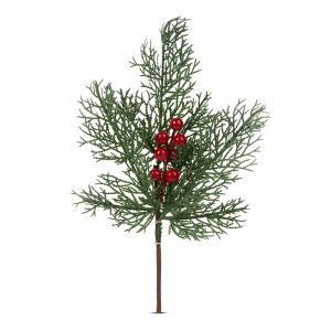 Vianoná dekorácia - jedová vetvika s ervenmi bobuami - 35 cm 129266505
