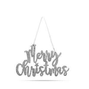 Vianoná dekorácia - nápis Merry Christmas - 20 x 12 cm - strieborná 129266914