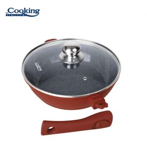 Heinner Cooking by Heinner 26 cm-es piros serpenyő üveg fedővel és levehető fogantyúval - Heinner