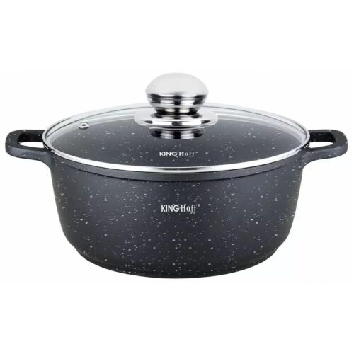 Kinghoff KH1595 24cm 4.5L Márvány lábas üvegfedővel