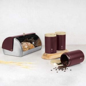 Bread box with containers Leonardo Berlinger Haus BH 6737, burgundy, stainless steel