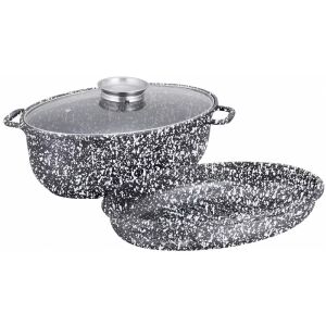 Klausberg KB7367 8L Roaster din fontă cu capac, acoperire antiaderentă din marmură - Vase de gătit și de copt