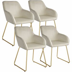 Sada štyroch zamatových jedálenských stoličiek Jeane s lyžinovým rámom - Jedálenská stolička