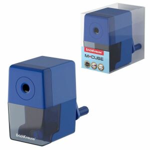 Erich Krause M-Cube kék asztali ceruzahegyező szilikon talppal és forgácsgyűjtővel - Erich Krause