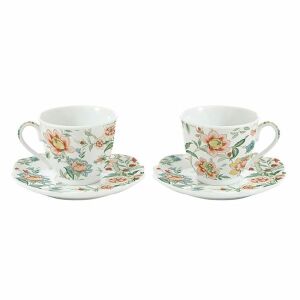 Zen Garden White porcelán teáscsészék aljjal, 2 személyes teáskészlet - Teáscsésze