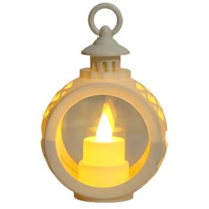 Decoratiune Craciun tip Felinare cu baterii, 13.5 x 9 cm,Lumanare cu lumina alb cald fara geam,baterii incluse,Alb 129314258