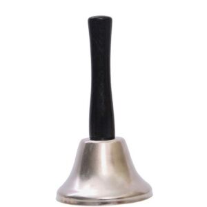Clopotel de mana, argintiu, metalic, maner de lemn, lungime 12 cm, diametru 6.5 cm, Flippy 129322522