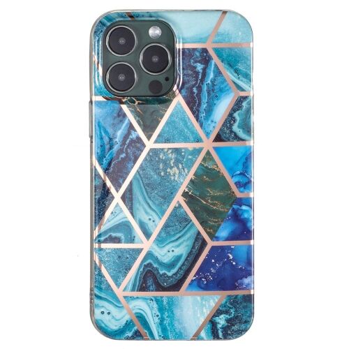 Huawei P Smart Z telefontok, kék márvány geometriai mintával, TPU puha tok - Telefon