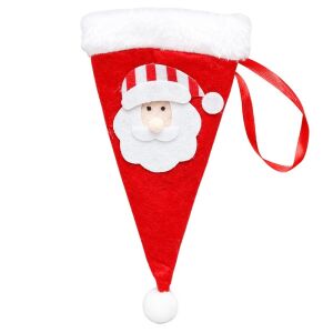 Husa decorativa festiva pentru 3 tacamuri Flippy, model caciulita cu Mos Craciun, material textil si poliester, 19 x 10 cm, rosu 129346002