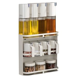 Flippy stojak na przyprawy do montażu na ścianie z 12 pojemnikami, 4 butelki na olej i ocet, 4 słoiki na przyprawy, 4 małe słoiki na przyprawy - Przechowywanie i sortowanie