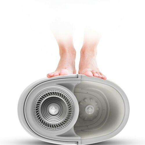 Zestaw wiadra i mopa obrotowego 360°, Flippy, z podwójnym działaniem odśrodkowym, do użytku domowego, teleskopowa rączka ze stali nierdzewnej, 2 głowice bawełniane, 46x27x29 cm, różowy