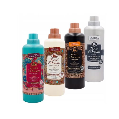 Sada 4 ks kondicionérov na bielizeň Tesori d'Oriente 760 ml, Ajurvéda, Byzancia, Hammam, Muschio Bianco