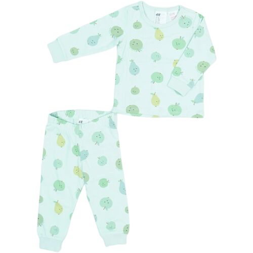 H&M baba lány pizsama 74-es méretben, zöld színű gyümölcs mintával - H&M